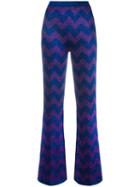 Missoni Zigzag Intarsia Trousers, Women's, Size: 44, Blue, Polyester/rayon/viscose