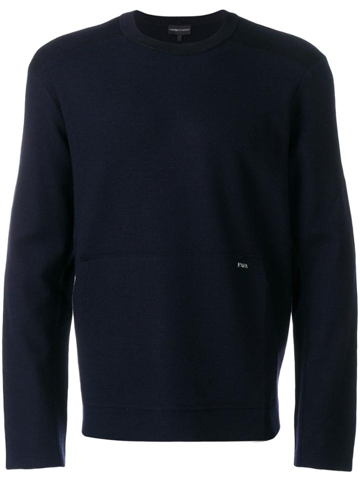 Emporio Armani Logo Plaque Sweater - Blue