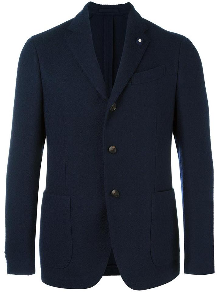 Lardini Three-button Blazer, Men's, Size: 48, Blue, Cupro/viscose/wool