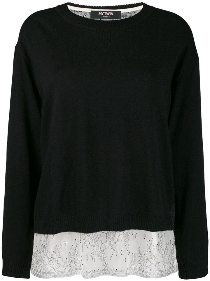 Twin-set Boxy Jumper With Slip Top - Black