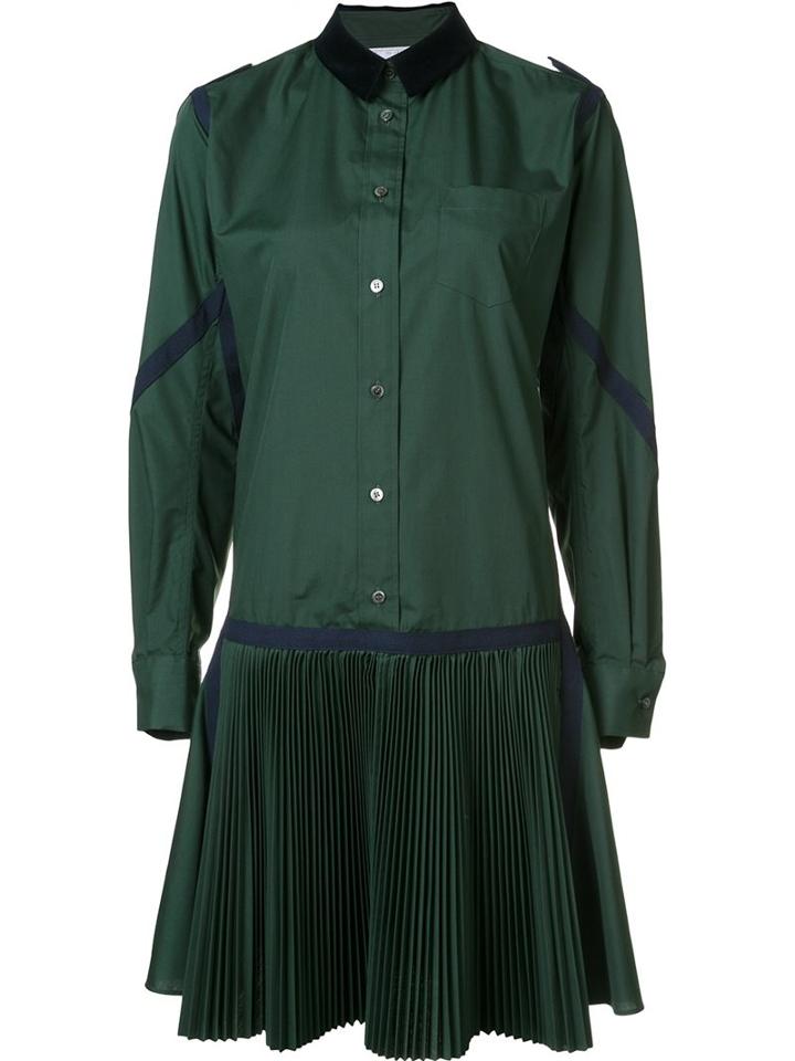Sacai Plissé Pleated Shirt Dress