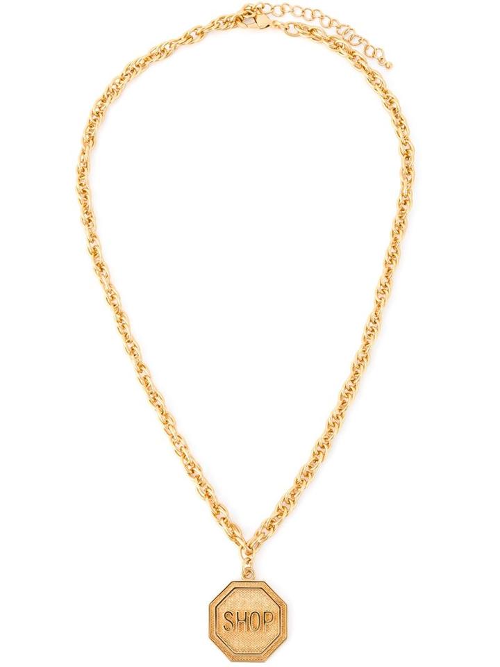 Moschino Shop Medallion Necklace, Women's, Metallic
