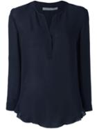 Raquel Allegra Henley Blouse, Women's, Size: 0, Blue, Silk