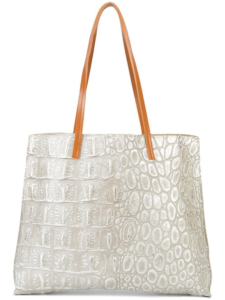 B May Textured Tote Bag, Women's, Grey, Leather