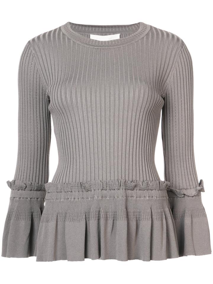 Jonathan Simkhai Ruffled Trim Top - Green