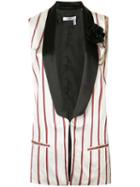 Lanvin - Striped Waistcoat - Women - Polyester/acetate/cupro - 38, White, Polyester/acetate/cupro