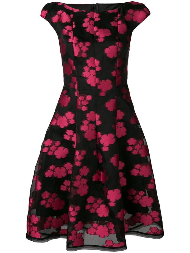 Talbot Runhof Floral Organza Midi Dress - Black