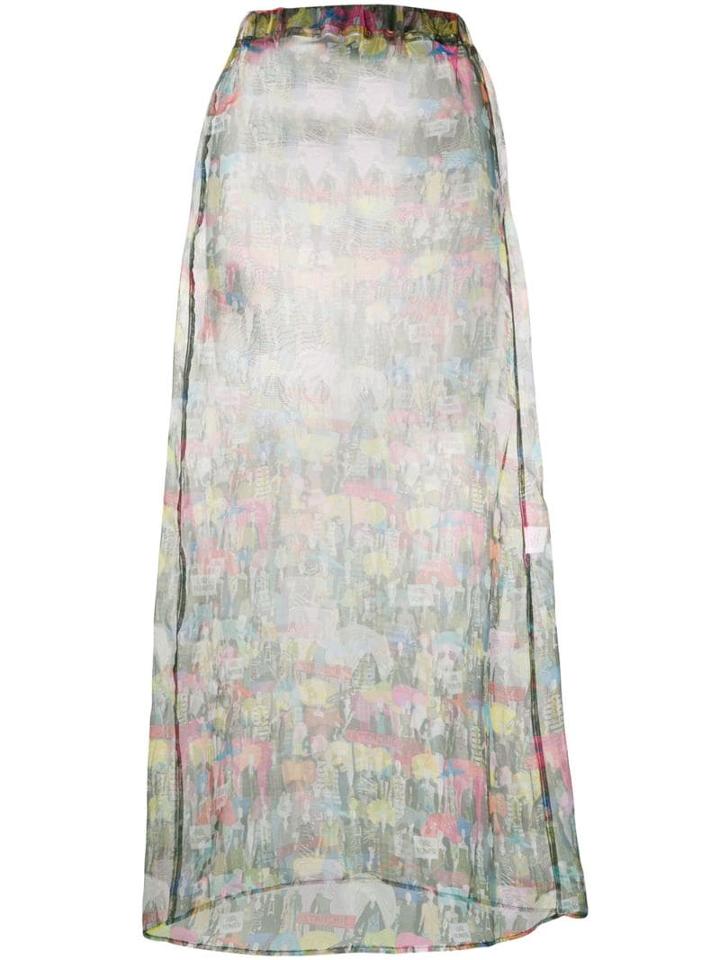 Ultràchic Sheer A-line Skirt - Green