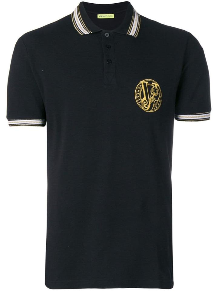 Versace Jeans Contrast Trim Polo Shirt - Black