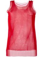 Giorgio Armani Sheer Layered Tank, Women's, Size: 44, Red, Silk