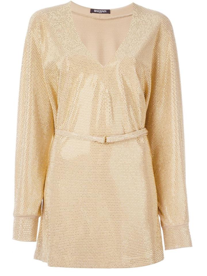 Balmain Swarovski Crystal V-neck Dress