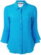 Moschino Fluted Sleeve Shirt, Women's, Size: 40, Blue, Silk