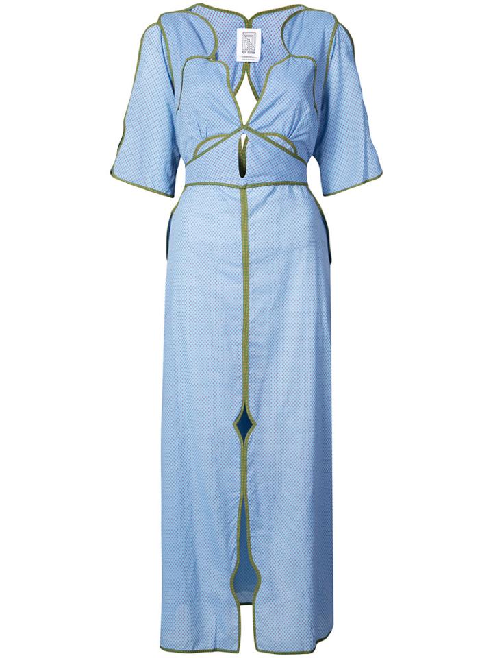 Rosie Assoulin Panelled Plunge Neck Dress - Blue