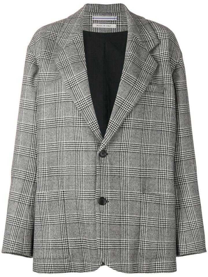 Cristaseya Oversized Prince Of Waled Check Blazer - Black