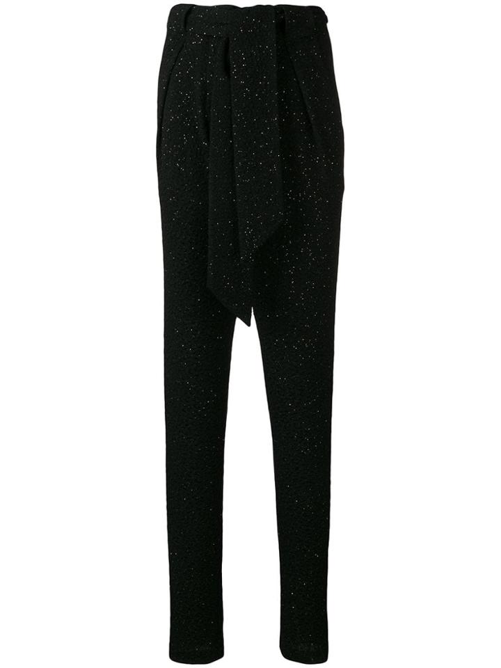 Talbot Runhof Glitter Tapered Trousers - Black