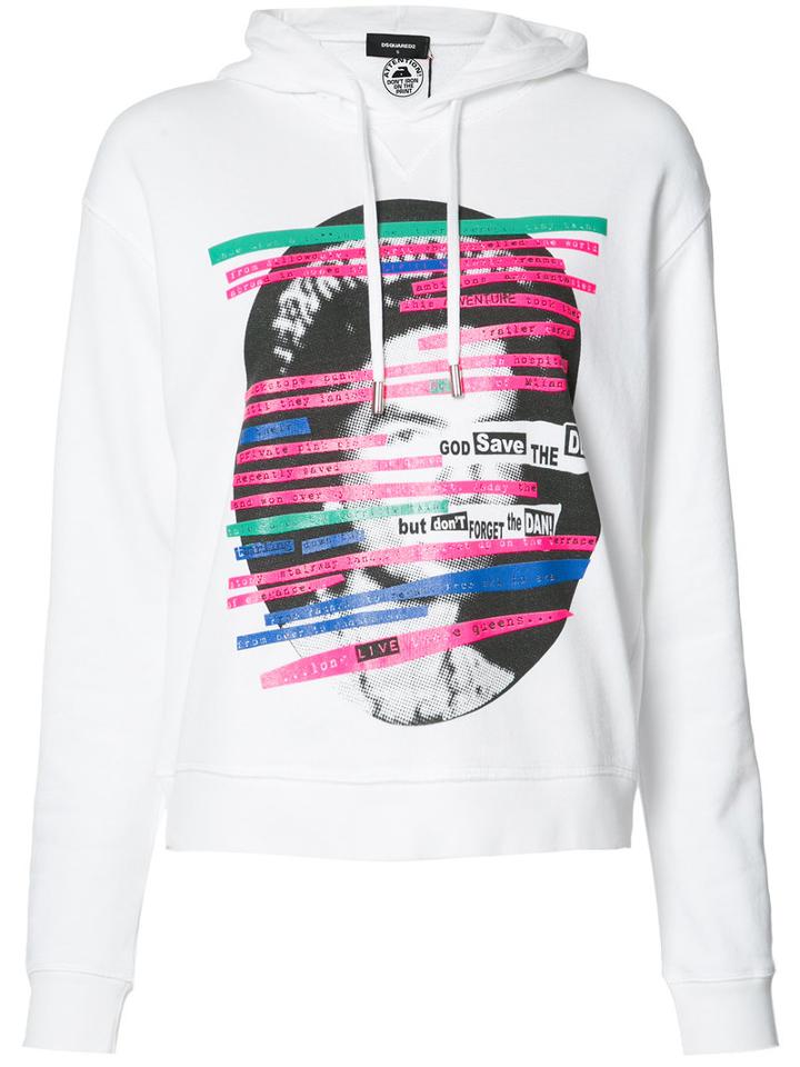 Dsquared2 God Save The Dean Hoodie, Women's, Size: Small, White, Cotton