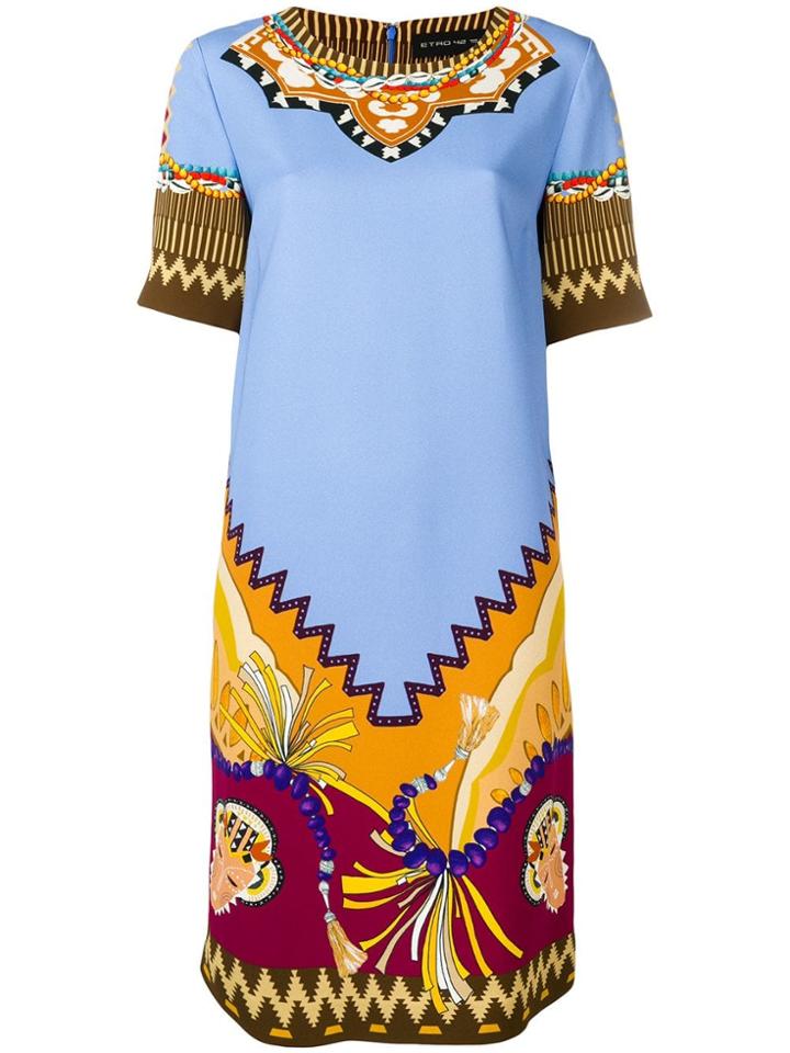 Etro African Print Tunic Dress - Blue