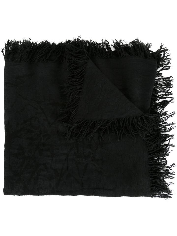Kazuyuki Kumagai Frayed Edge Scarf, Men's, Black, Rayon/silk