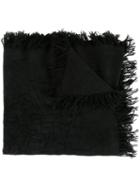 Kazuyuki Kumagai Frayed Edge Scarf, Men's, Black, Rayon/silk