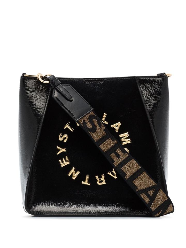 Stella Mccartney Black Logo Patent Cross Body Bag