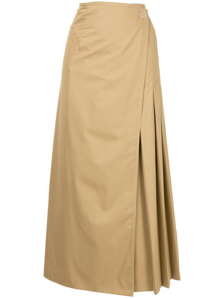 Des Prés Wrap Front Pleated Skirt - Nude & Neutrals