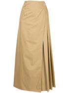 Des Prés Wrap Front Pleated Skirt - Nude & Neutrals