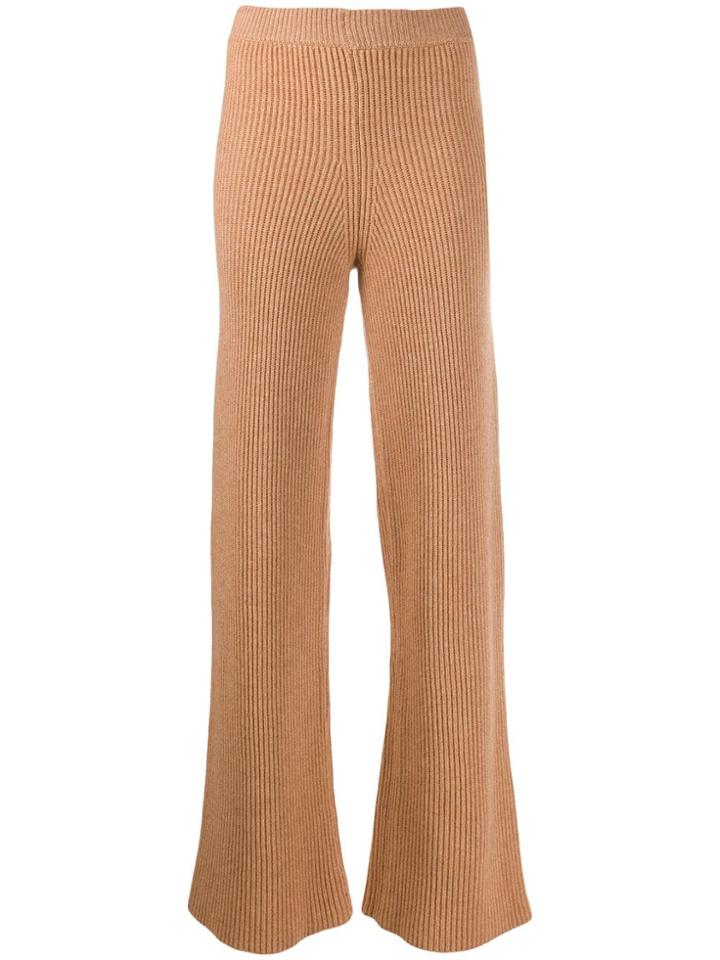 Cashmere In Love Ribbed Flared Cortina Trousers - Neutrals