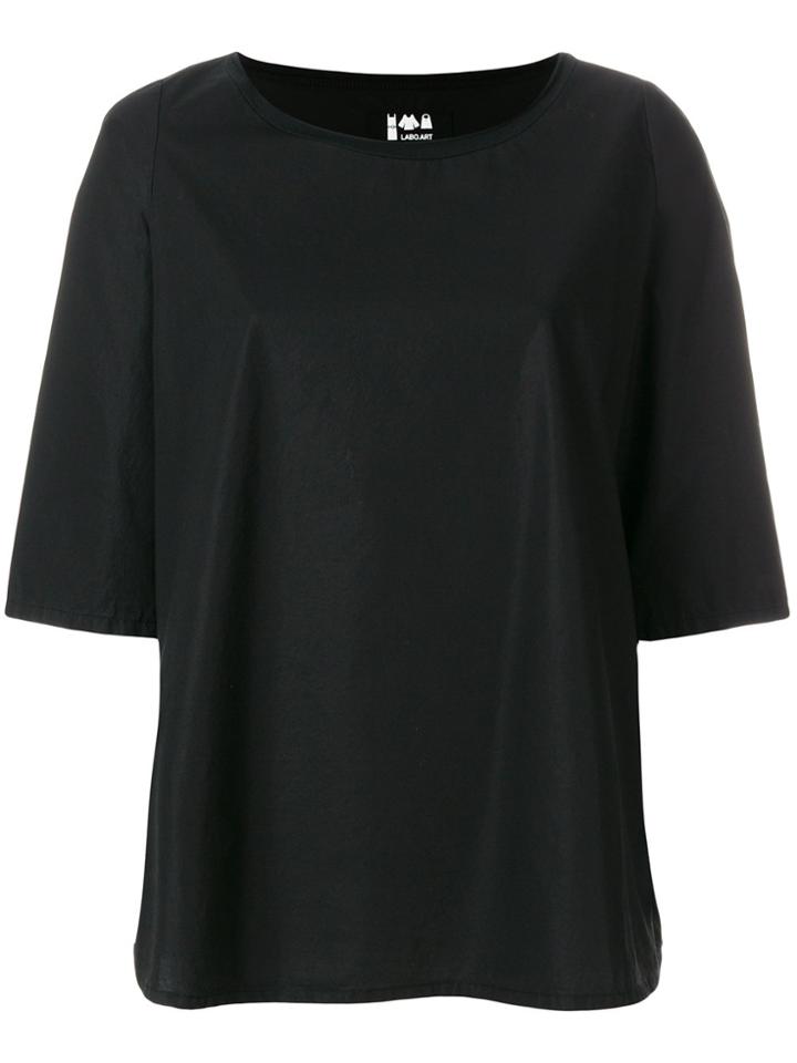 Labo Art Cropped Sleeves Blouse - Black