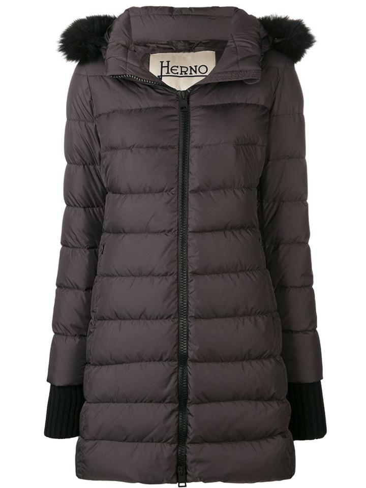 Herno Faux-fur Trimmed Hood Down Jacket - Brown