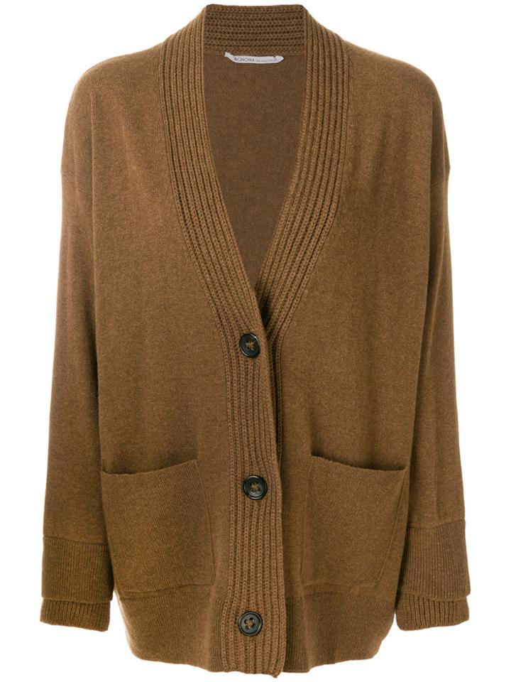 Agnona V-neck Button-down Cardigan - Brown