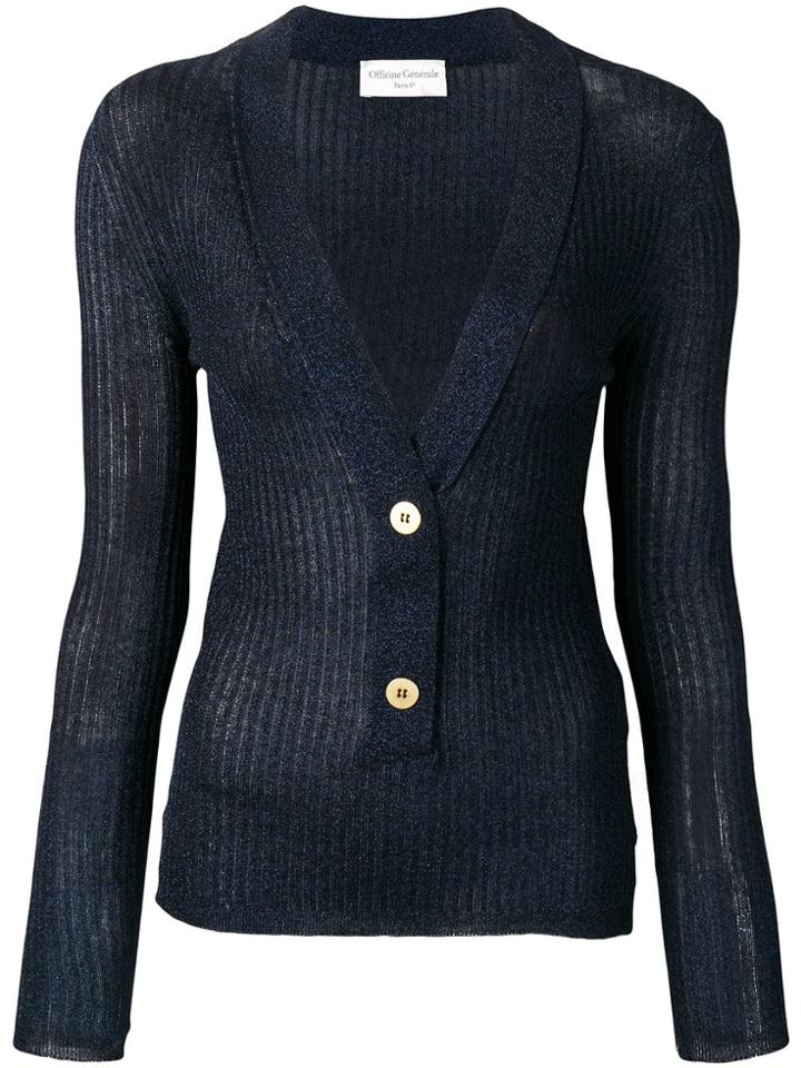 Officine Generale Lurex Knit Jumper - Blue