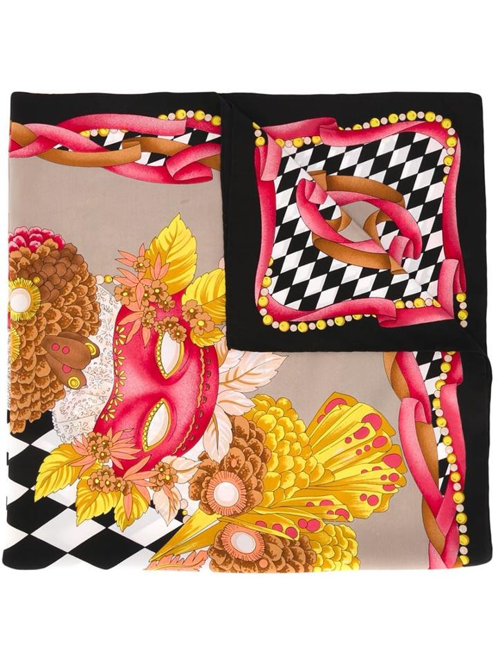 Fendi Vintage Masquerade Mask Print Scarf, Women's