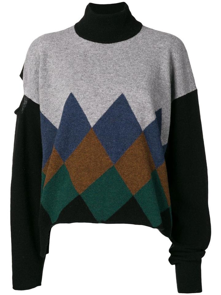 Erika Cavallini Cut-out Argyle Jumper - Black