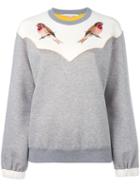 Embroidered Robin Sweatshirt, Women's, Size: 42, Grey, Cotton/polyamide, Stella Mccartney