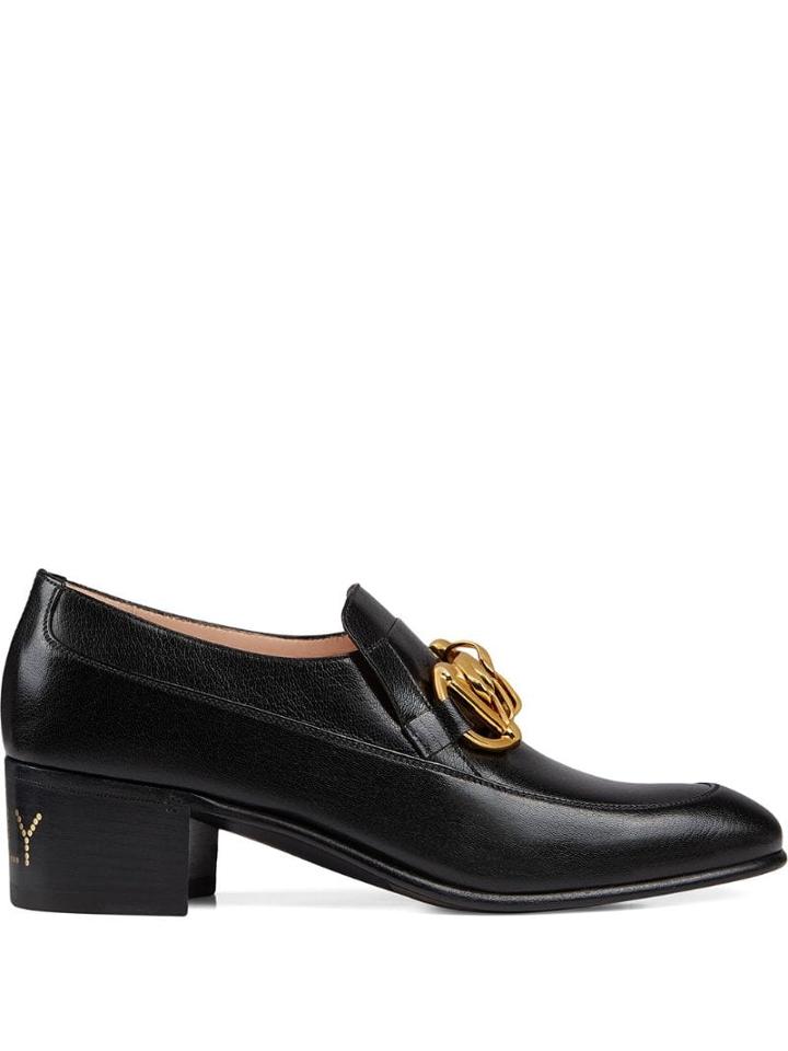 Gucci Women's Leather Horsebit Chain Loafer - Black
