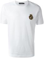 Dolce & Gabbana Crown Logo T-shirt, Men's, Size: 44, White, Cotton/silk/brass/polyester