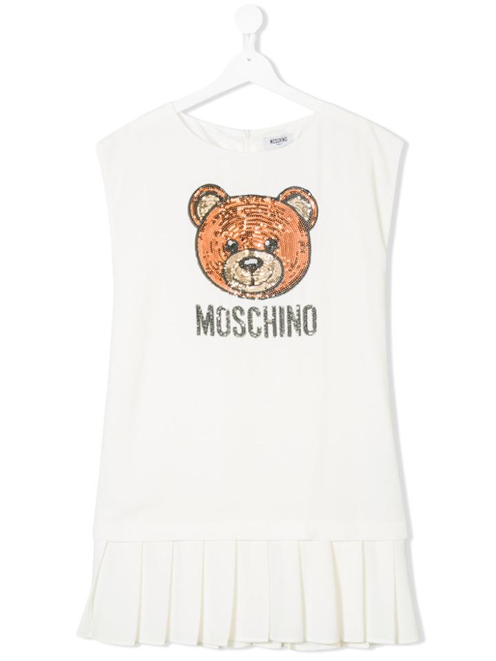 Moschino Kids Sequinned Bear Dress - White