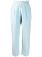 Yves Saint Laurent Vintage 1970's High Rise Tapered Trousers - Blue