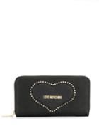 Love Moschino Heart Embroidered Wallet - Black