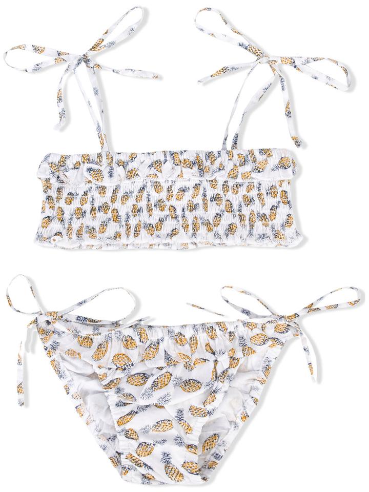 Simple Kids Pineapple Print Bikini, Toddler Girl's, Size: 4 Yrs, White