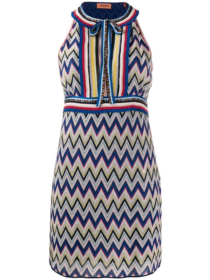 Missoni Zigzag-knit Mini Dress - Blue