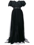Msgm Off Shoulder Gathered Dress - Black