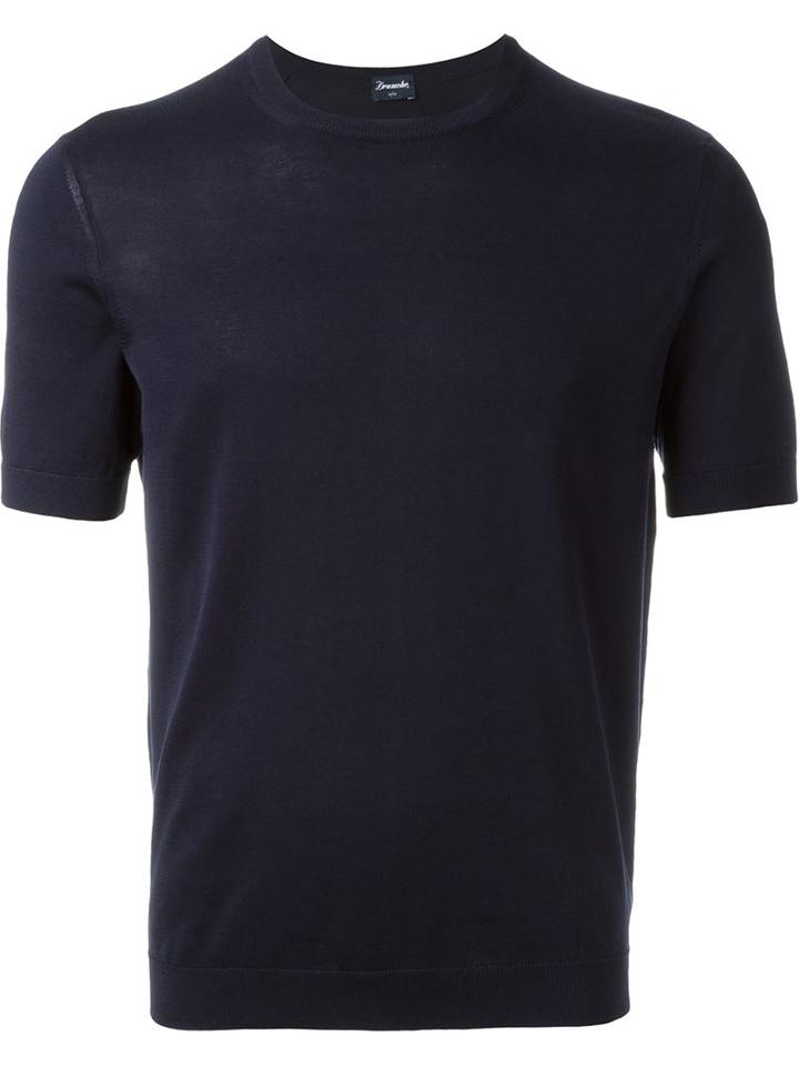 Drumohr Knit T-shirt, Men's, Size: 50, Blue, Cotton