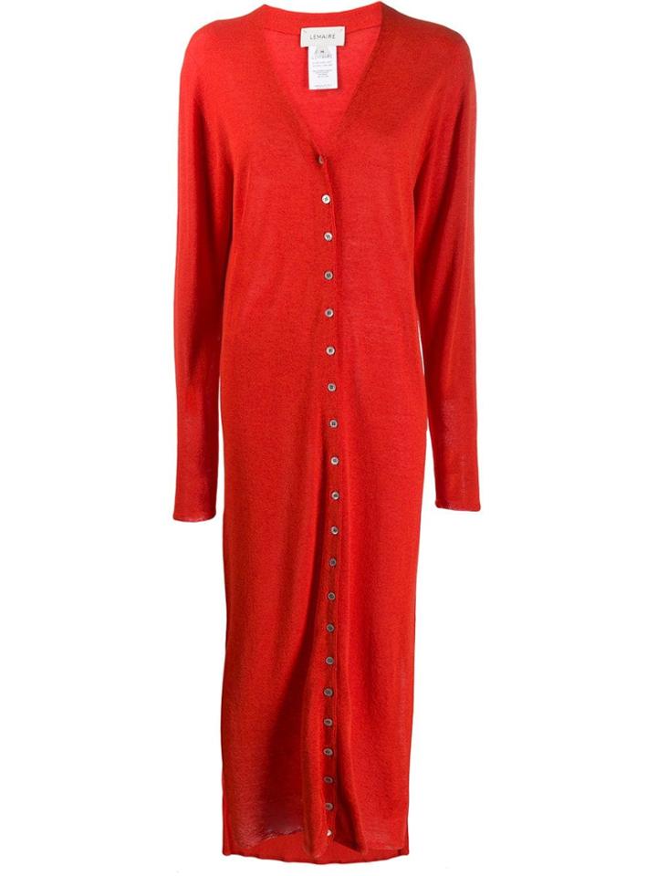 Lemaire Button Fine Knit Dress - Red