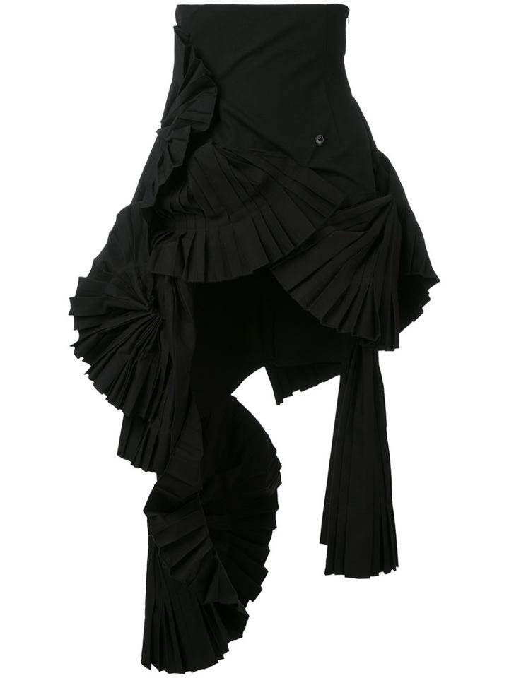 Jacquemus - Ruffled Pleated Skirt - Women - Cotton/polyester - 36, Black, Cotton/polyester