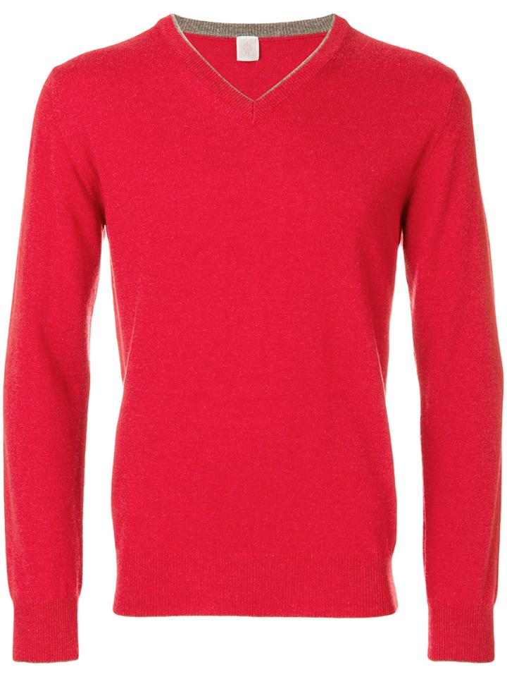 Eleventy V-neck Sweater - Red