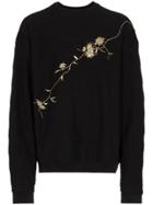Haider Ackermann Floral Embroidered Cotton Sweatshirt - Black