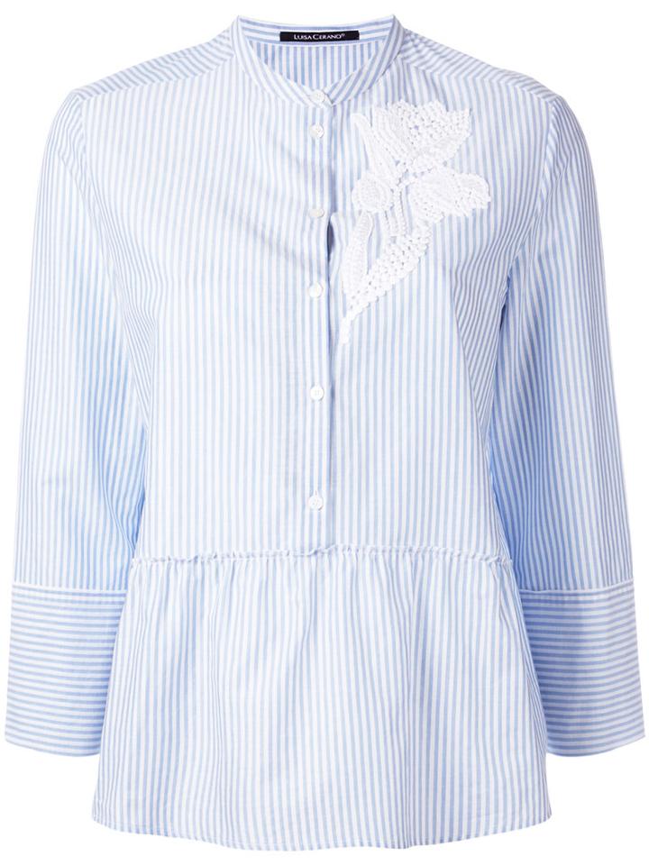 Luisa Cerano - Floral-embroidered Pleated Shirt - Women - Cotton - 42, White, Cotton