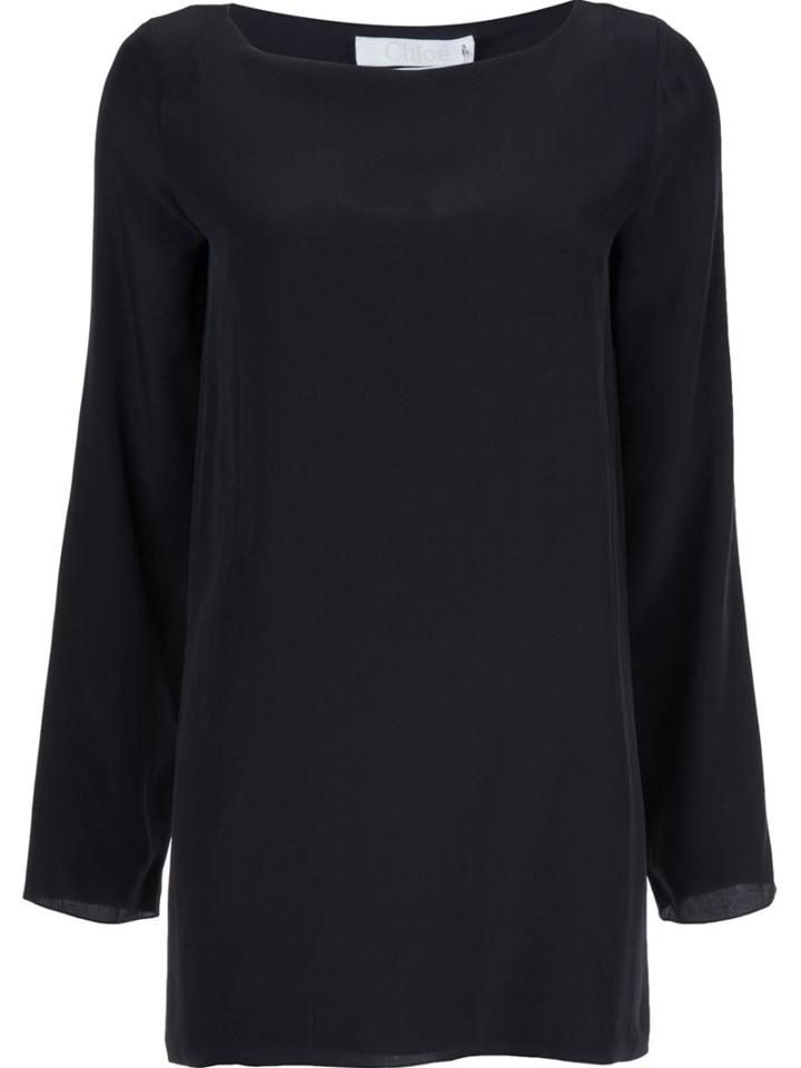 Chloé Long Sleeved Tunic Blouse, Women's, Size: 36, Black, Silk