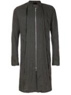 Fagassent - Band Collar Pleated Coat - Men - Linen/flax - L, Grey, Linen/flax